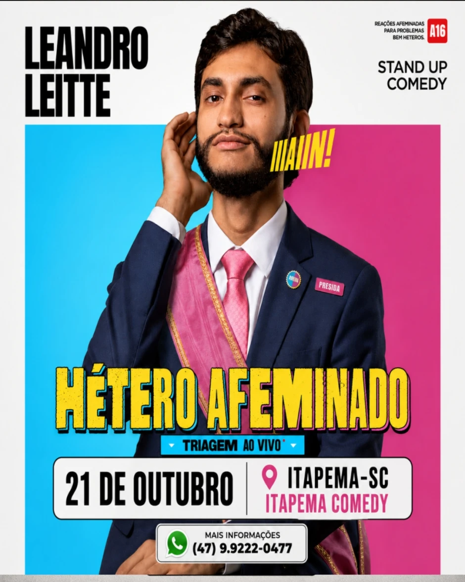 Flyer do show Hetero Afeminado em ITAPEMA